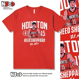 谢泼德T恤短袖半袖休斯顿火箭篮球衣服球星手绘文化衫运动夏季男