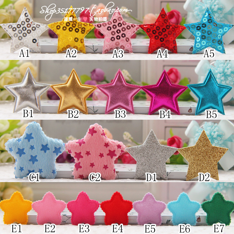 m1毛绒星星彩色五角星毛毛绒发饰发夹diy手作材料配件蛋糕饰品
