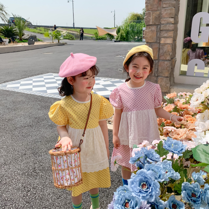 韩国女童泡泡袖公主裙夏季新款韩版可爱女宝宝印花连衣裙长裙