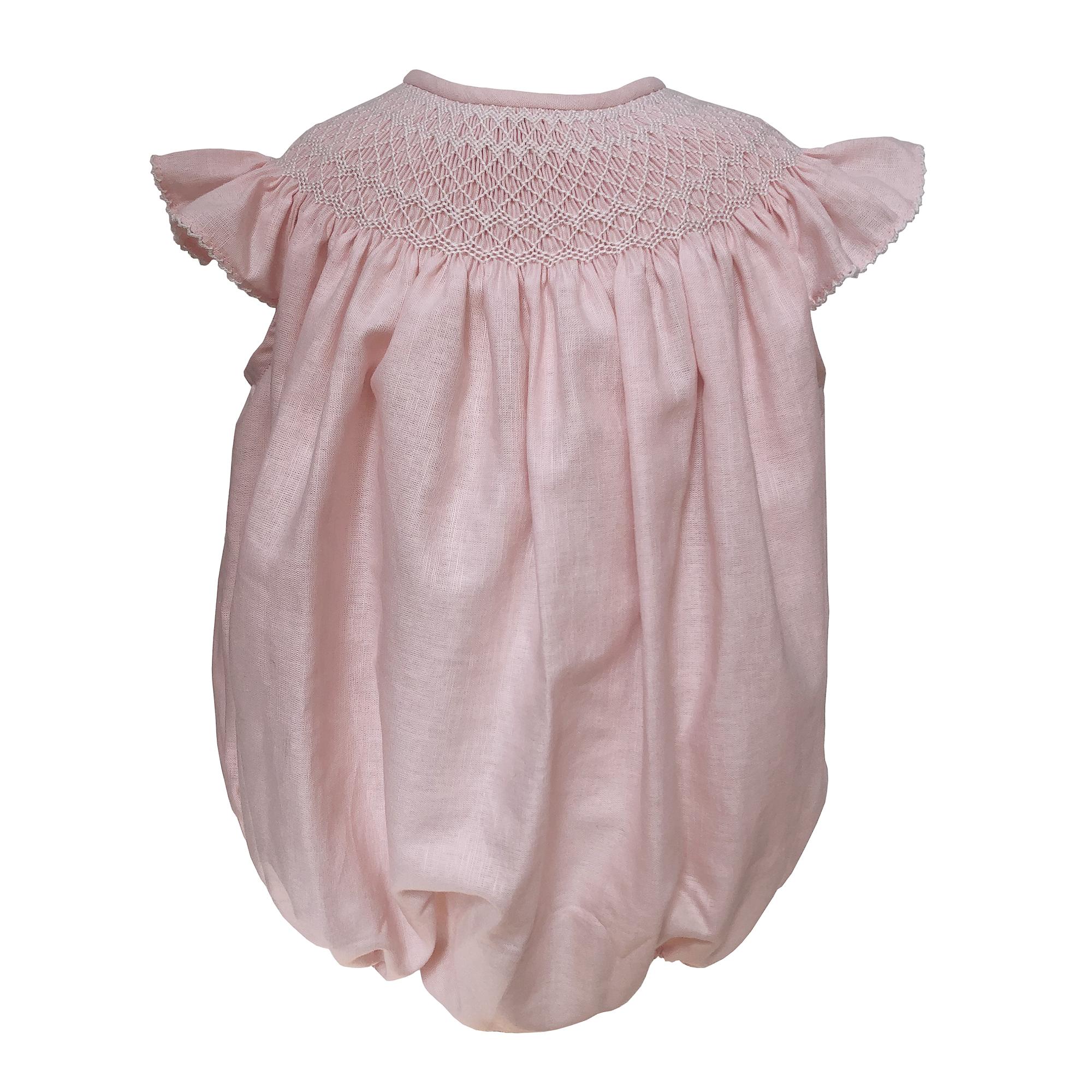 【手工定制】粉色打揽飞袖包屁衣女童可爱飞袖包屁衣夏季棉麻