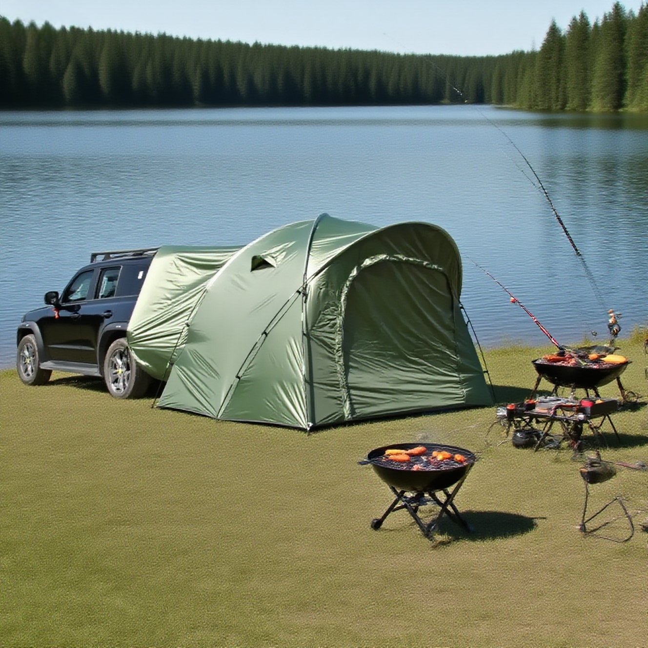 【3-4人家庭露营车尾帐篷】后备箱专用超大空间可过夜防水透气