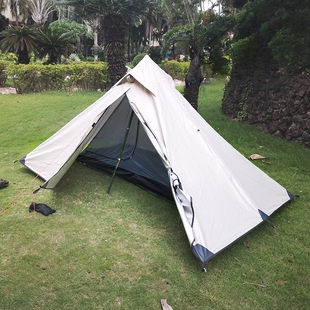 骑行帐轻量化无杆露营帐篷超轻金字塔帐篷含内外帐户外防蚊实用款