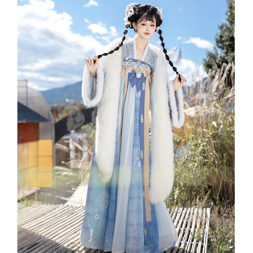 素羽华裳 冰糖丸子 原创唐制汉服女齐胸襦裙改良斗篷外套春秋套装