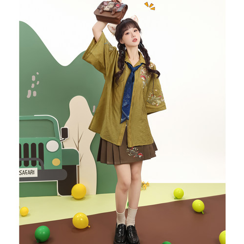 素羽华裳 好事多蘑 新款明制汉服女改良马面裙日常新中式夏季套装