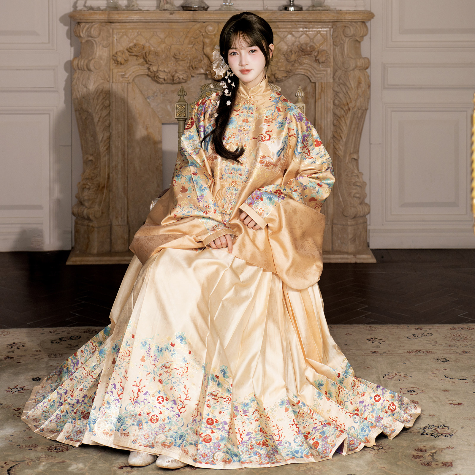 素羽华裳新款立领仿妆花短袄传统明制汉服女马面裙千金风秋冬套装,女装/女士精品,汉服套装,淘宝优惠券,粉丝福利购,淘宝优惠卷