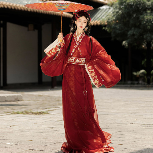 素羽华裳 新款【不念】汉服女战国袍复原款直裾仙气拖尾春夏套装