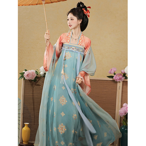 素羽华裳 芳华国色 新款复原唐制汉服女齐胸襦裙原创正品春夏套装