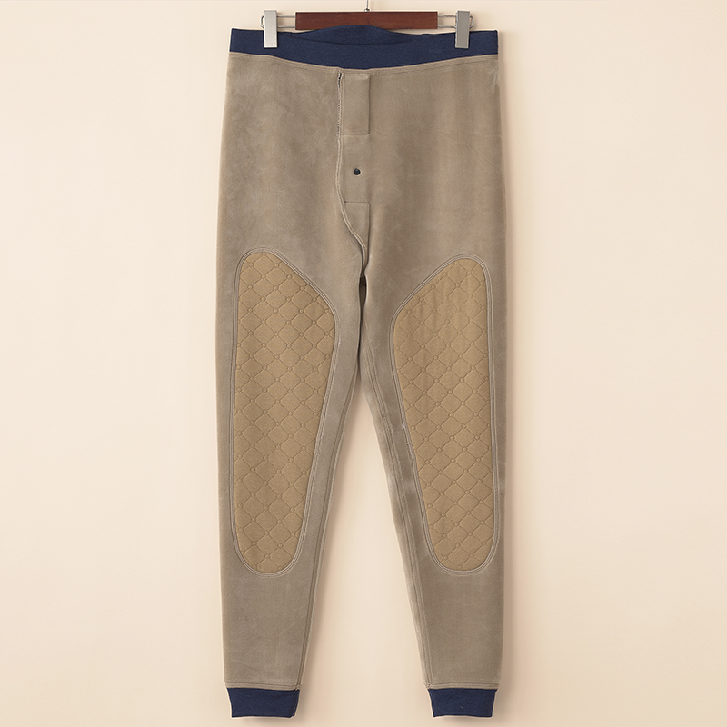 冬大码男士宽松阳离子保暖裤高腰羊毛护膝贴片加绒加厚一体绒棉裤