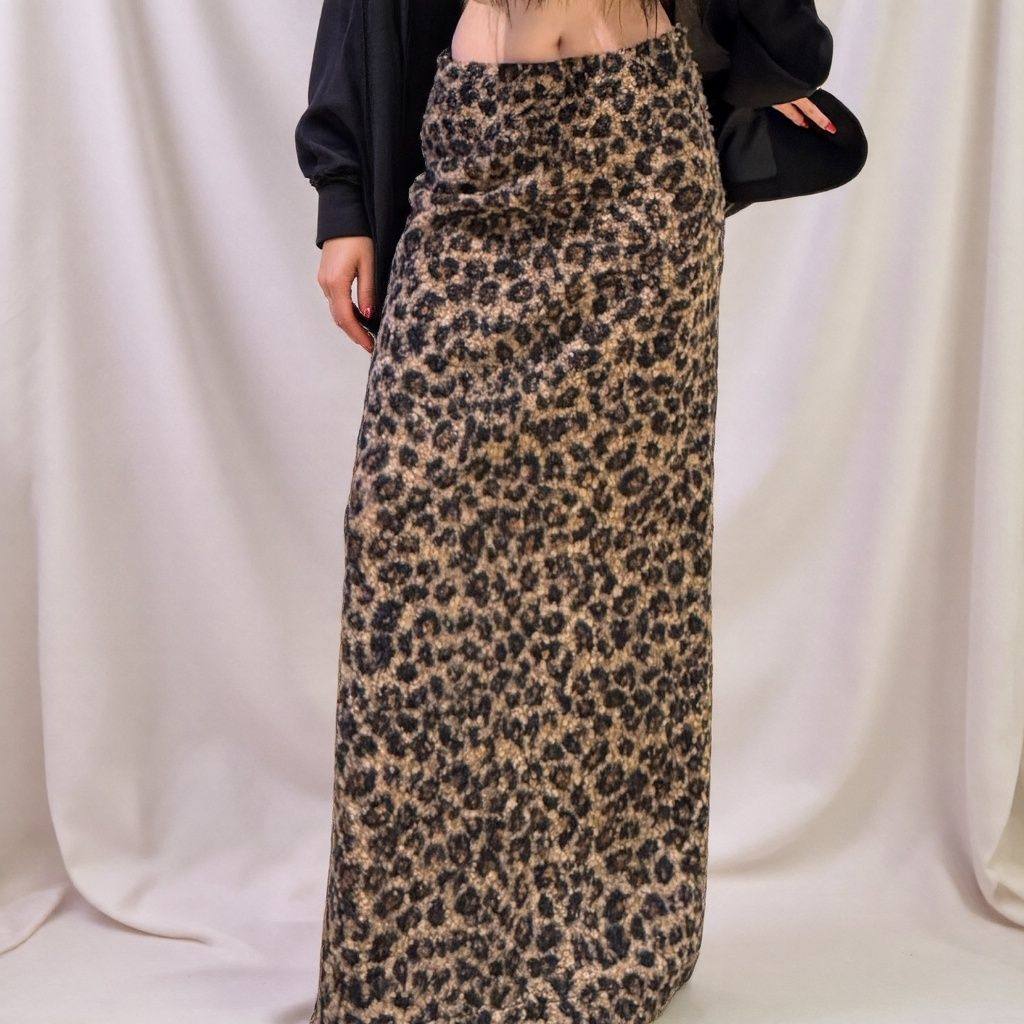 2025时尚复古豹纹半身裙女松紧腰显瘦直筒毛呢A字裙垂坠感中长裙,女装/女士精品,半身裙,淘宝优惠券,粉丝福利购,淘宝优惠卷