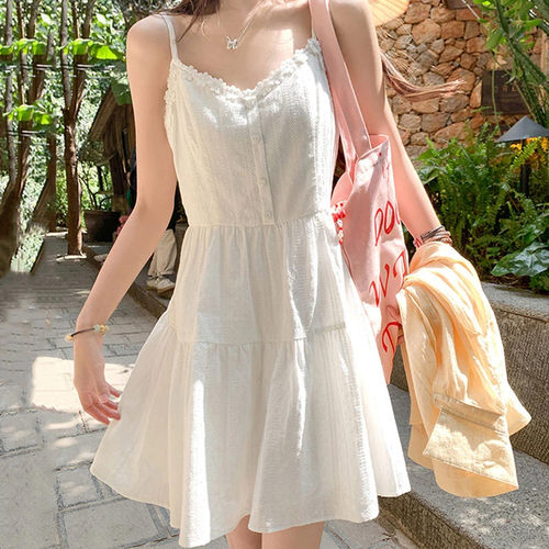 白色吊带连衣裙女夏季202