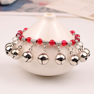 跳舞蹈铃铛脚链表演道具民族风复古红绳一步一响成人脚环会响饰品