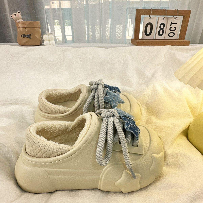 个性厚底棉拖鞋女包跟2025新款秋