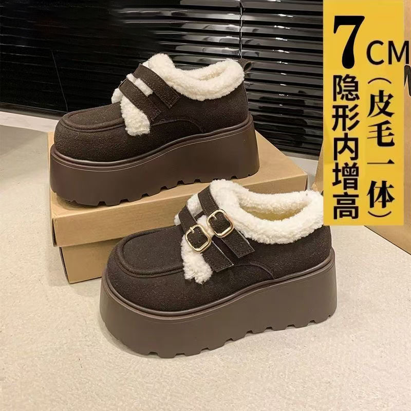 松糕厚底增高勃肯女鞋毛毛棉鞋20