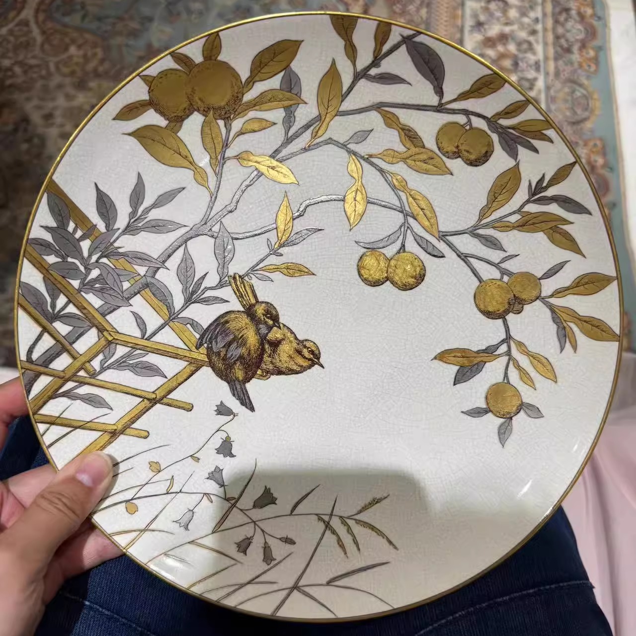 英国Minton明顿铂金黄金画24cm赏盘
