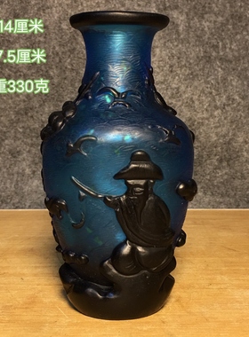 古玩杂项收藏琉璃花瓶摆件客厅实木质中式花开富贵家居装饰工艺品