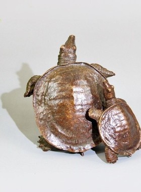 古玩铜器收藏仿古实心黄铜富甲一方乌龟摆件家居装饰品
