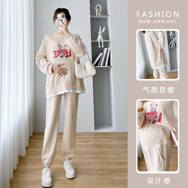 PREGNANT WOMEN AUTUMN DRESS FASHION SWEATSHIRT WOMENS NEW SPRING AND AUTUMN MATERNITY CLOTHES DO NOT SHOW NOSTALGIA KOREAN VERSION OF THE INTERNET CELEBRITY SUIT