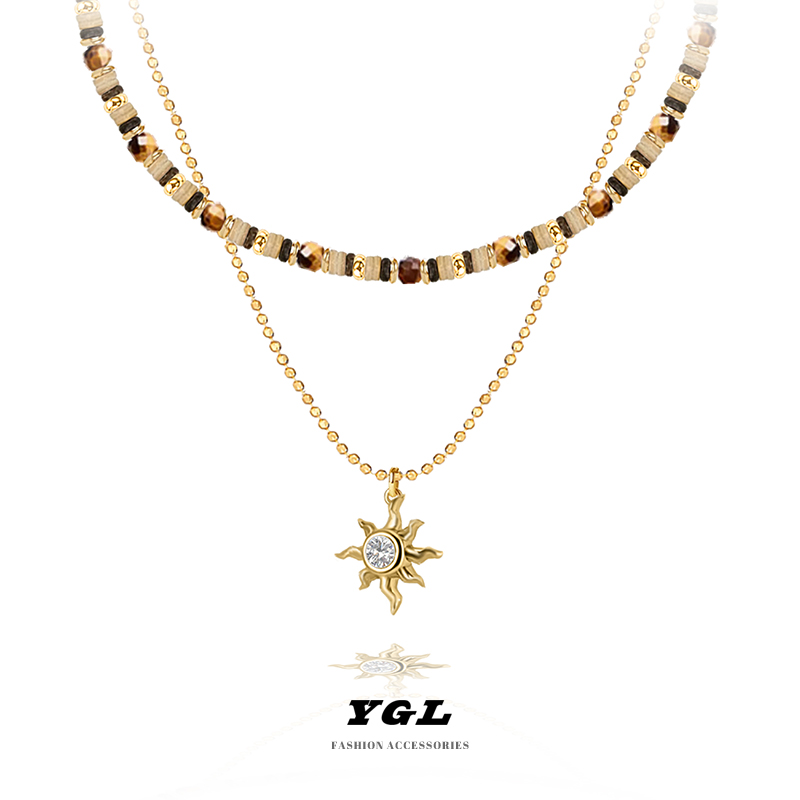 美拉德风秋冬串珠镶钻叠戴项链