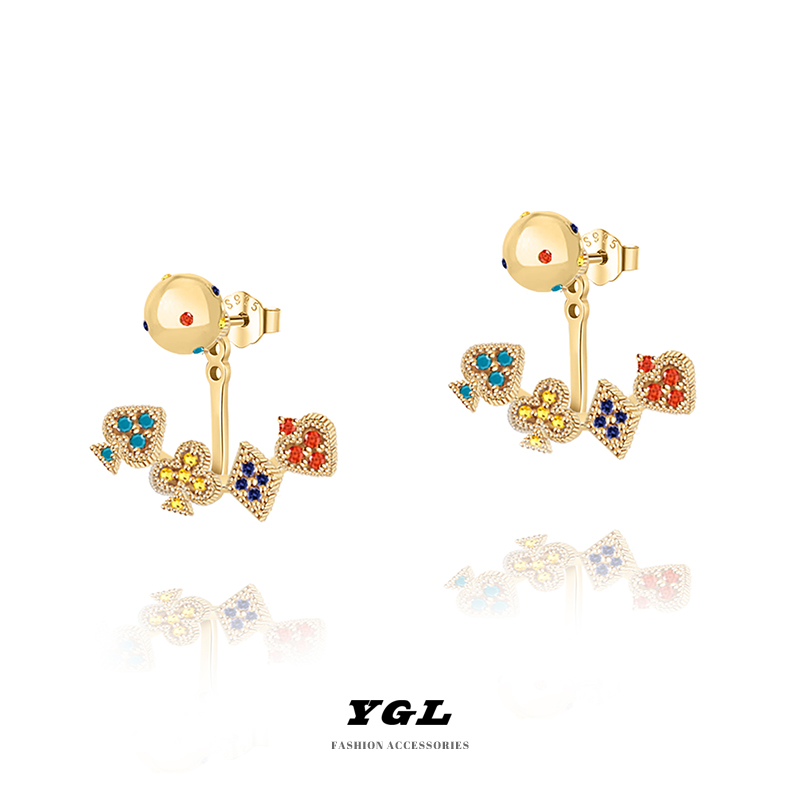 小众红桃梅花造型设计耳钉个性