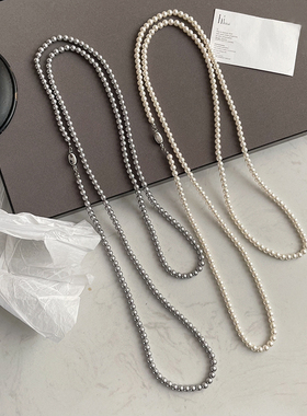 轻奢高光正圆长款120cm珍珠毛衣链女秋冬百搭高级感多层叠戴项链
