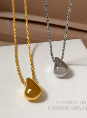 YGL欧美小众简约金属感水滴吊坠项链气质复古新潮冷淡风格锁骨链