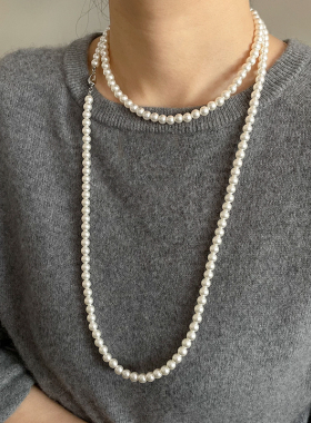 YGL法式高光正圆长款珍珠毛衣链时尚百搭轻奢高级感多层叠戴项链