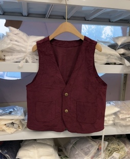 日系原创灯芯绒马甲女外穿宽松休闲文艺复古背心坎肩无袖 上衣