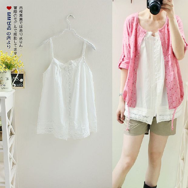 森女系蕾丝绣花内搭打底小吊带