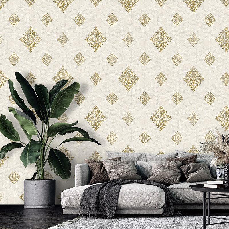 欧式轻奢几何菱形壁纸 卧室客厅电视背景墙家居PVC防水环保墙纸