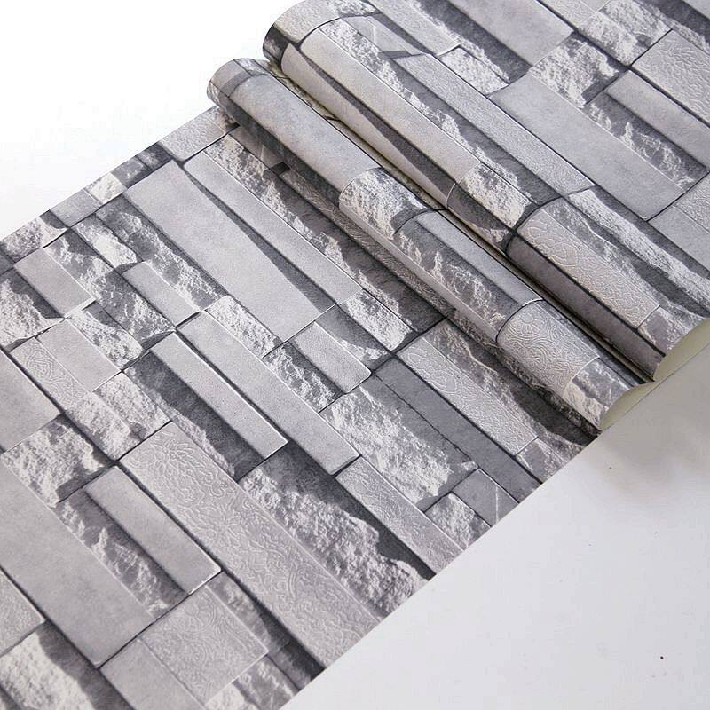 浅灰色3d流行砖纹墙纸 背景墙餐厅服装理发酒店 时尚简约砖块壁纸