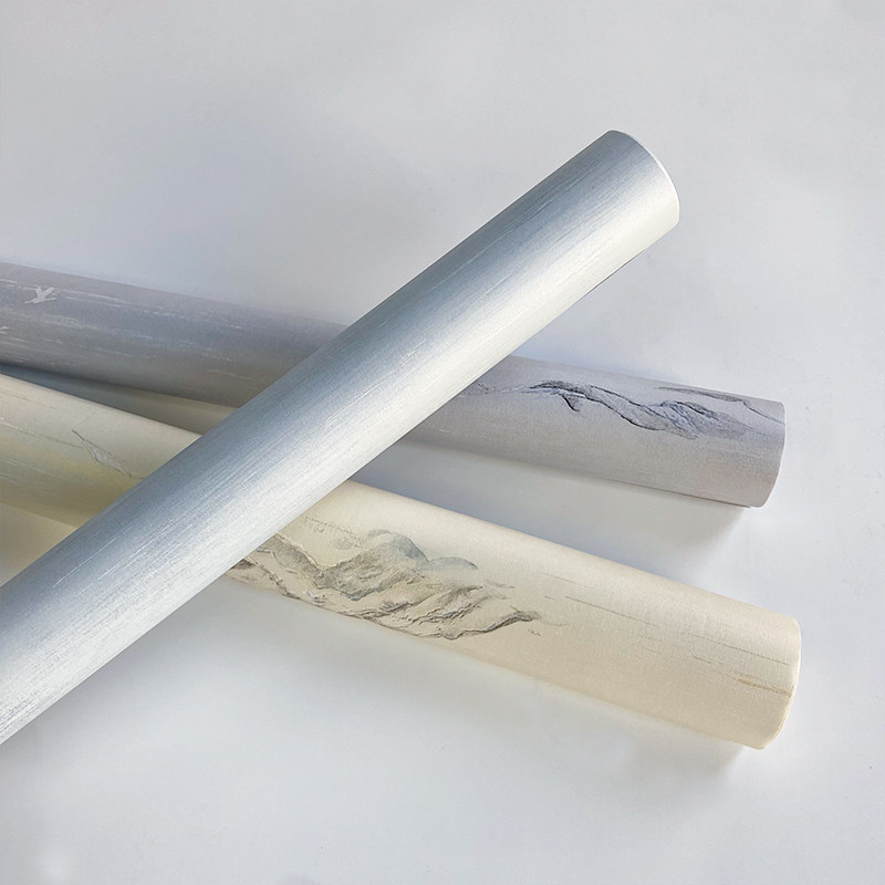 新中式山水画壁纸 卧室客厅茶楼餐厅茶室书房电视背景墙装饰壁纸