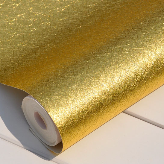 奢华3D金色细拉丝墙纸 KTV吊顶背景饭店酒店简约素色金箔反光壁纸