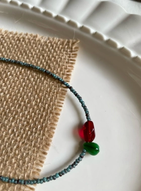 知否 国风色锁骨链 原创捷克琉璃项链 一只童手作