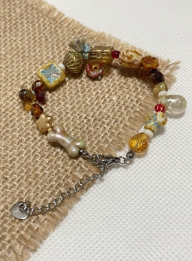 一见钟情的捷克琉璃手链 原创饰品设计手链小众ins