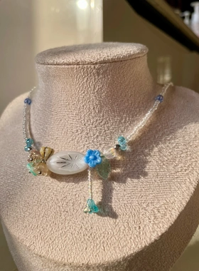 春日来信 锁骨链 原创饰品一只童手作捷克琉璃项链