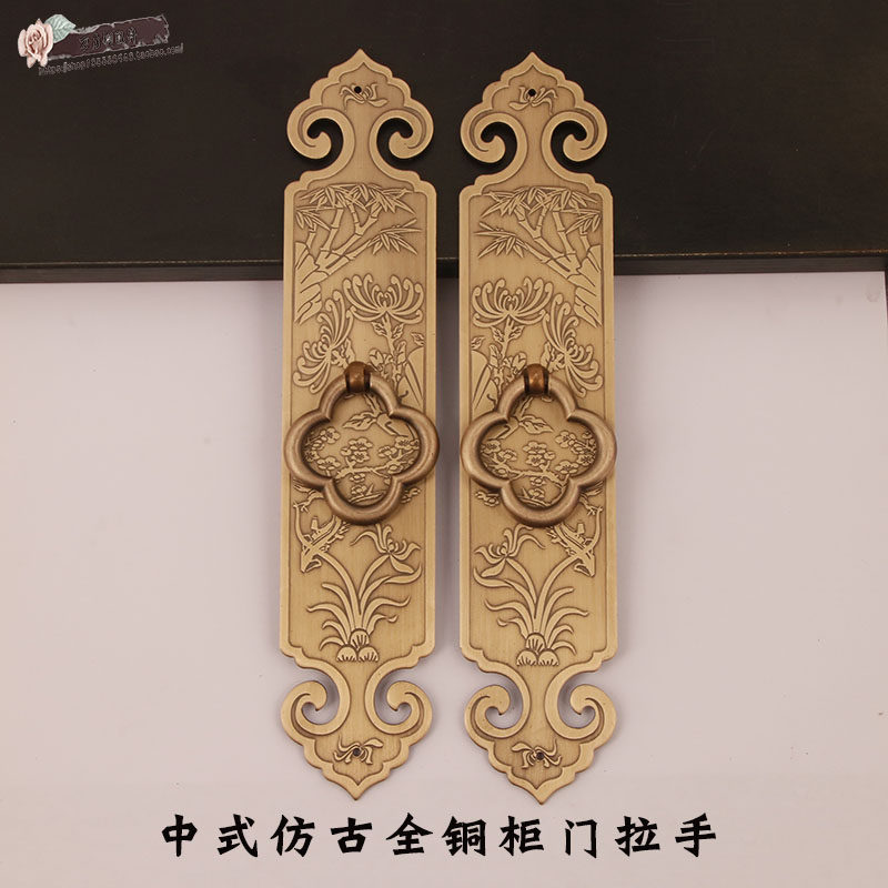 老式木门复古铜拉手中式风格民宿客栈房门古典把手仿古纯铜门拉手