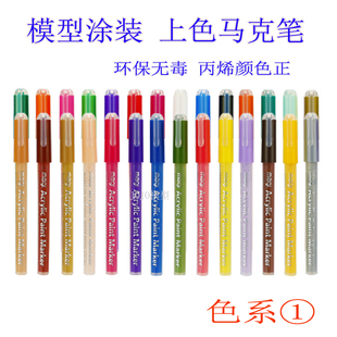 高达军事模型手办 涂装上色补色勾线 丙烯马克笔