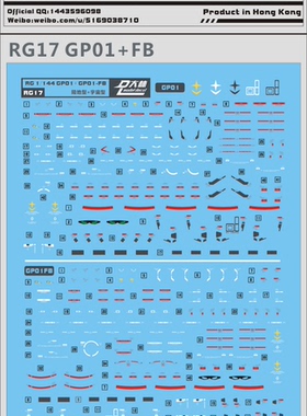 RG17 大林 RG 1/144 RX78 GP01+FB 试作1号机 专用水贴