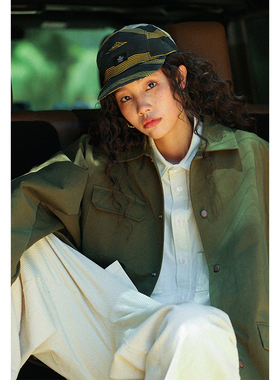 HOVERAT 22F/W 军绿色翻领日系多口袋工装夹克复古宽松休闲外套