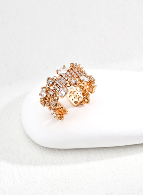 S925银镀18K金时尚轻奢戒指女个性高质感女指环戒指女礼物