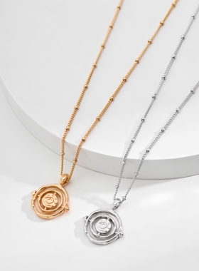 S925银镀18k金复古项链女轻奢时尚小众气质锁骨链