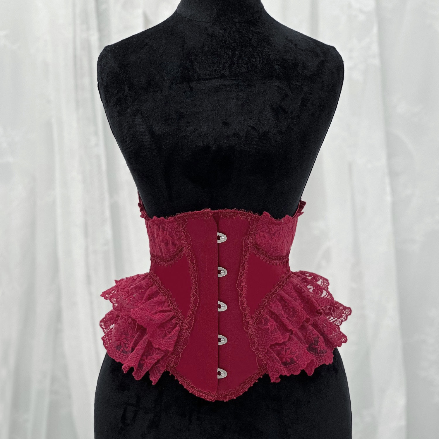 短款钢骨碎花胸围纯色蕾丝宫廷