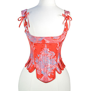 收腹收腰束身衣大红色宫廷复古法式鱼骨胸衣重工手作骨衣外穿搭配