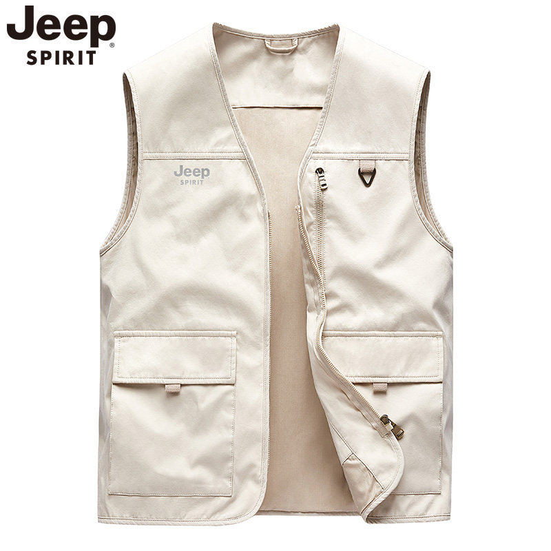 JEEPSPIRIT纯棉多袋摄影马甲男