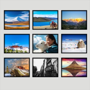 西藏冈仁波齐挂画雪山风景日照金山客厅沙发装饰画民宿饭店墙壁画