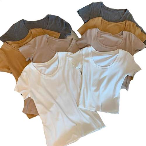 软糯多色U领松弛宽松/修身版短袖