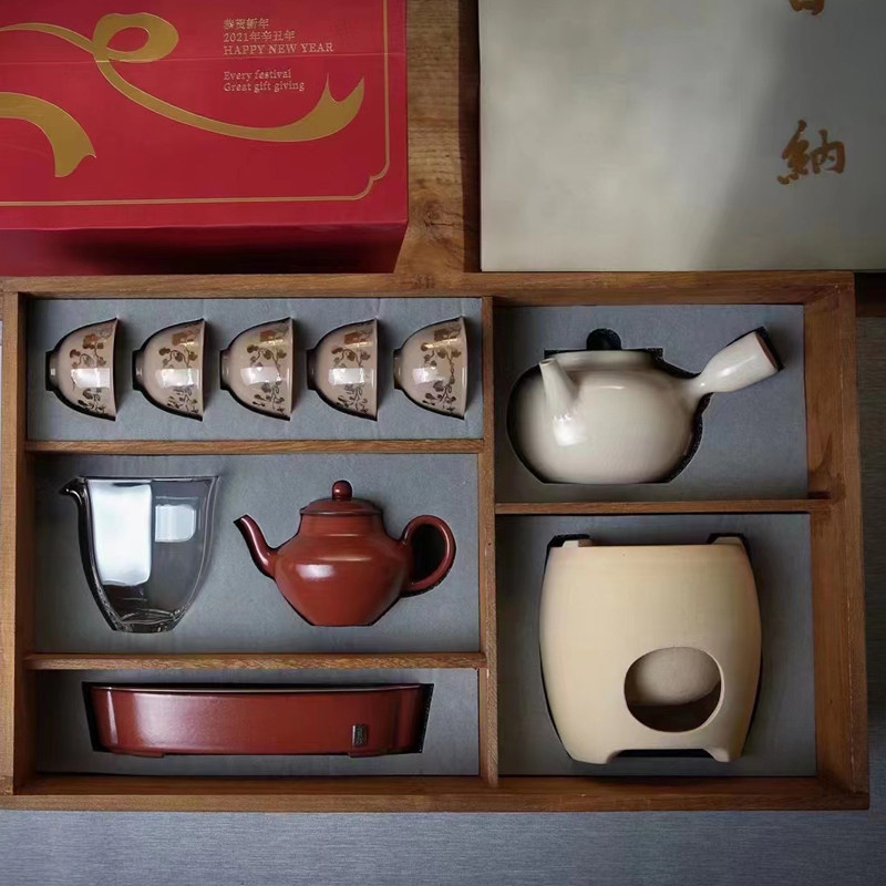 霖松堂百纳礼盒套装景德镇陶瓷功夫茶具炭炉煮茶壶泡茶壶茶杯整套