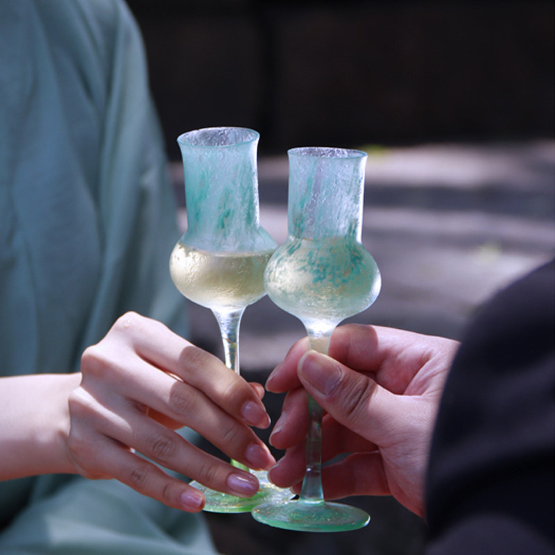 心缘堂琉璃流翠玉堂高足杯洋酒威士忌杯酒器高脚茶杯可热饮闻香杯