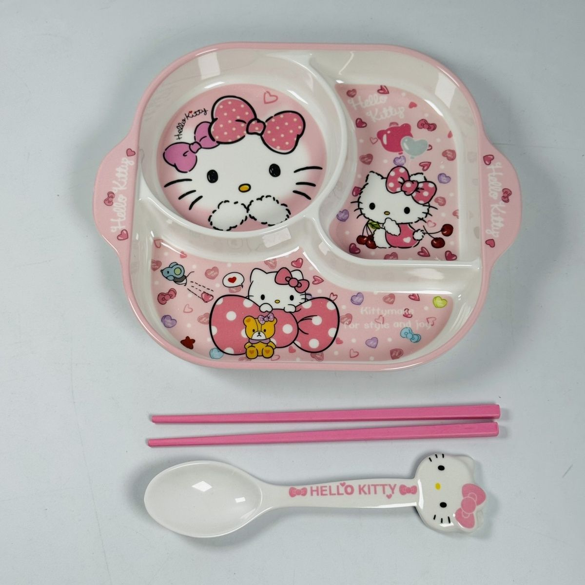 新款餐具库洛米卡通美式儿童零食餐盘分格食品级三格减脂版KT玉桂