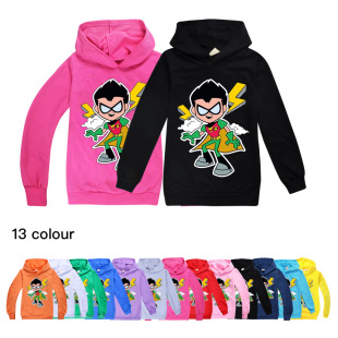 Teen Titans GO少年泰坦出击男女童长袖连帽卫衣薄21春秋中大童装
